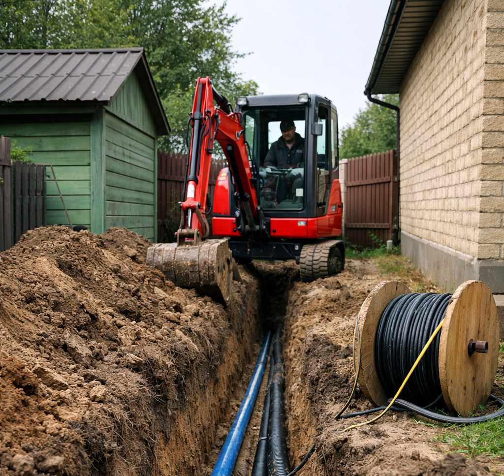 Копка траншей под коммуникации